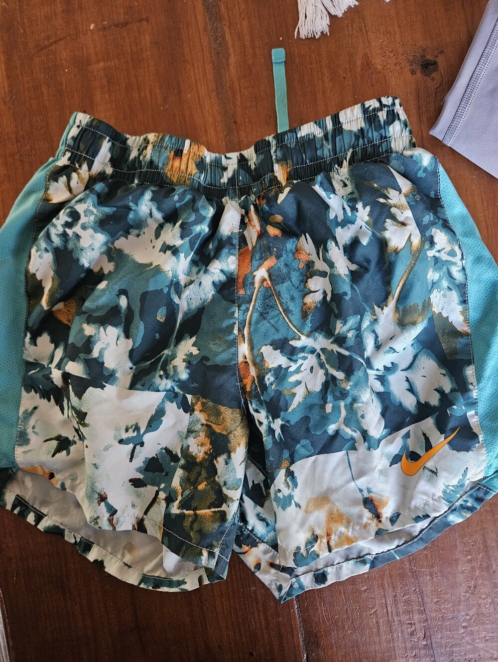 Nike kids Floral Print Shorts in Teal, White & Orange